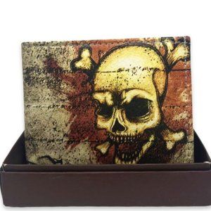 Men's Brand New Bifold Wallet with skull